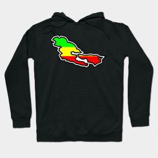 Pender Island Silhouette in Rasta Rastafarian Flag Colours - Rastafari - Pender Island Hoodie